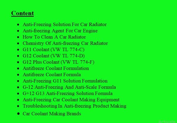 Antifreeze Car Radiator Coolant Formula