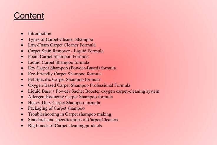 carpet cleaner shampoo formulation