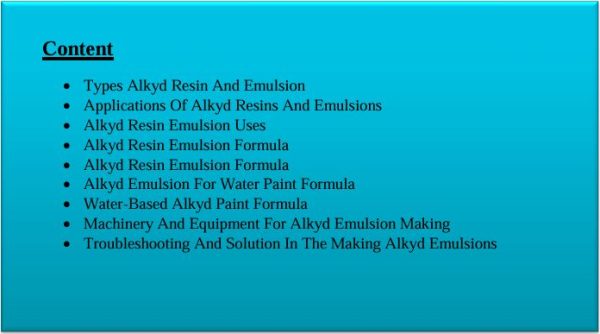 alkyd resin emulsion formula