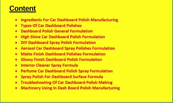 car dashboard polish formulation