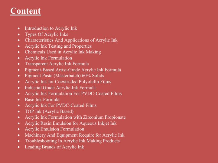 acrylic ink formulation