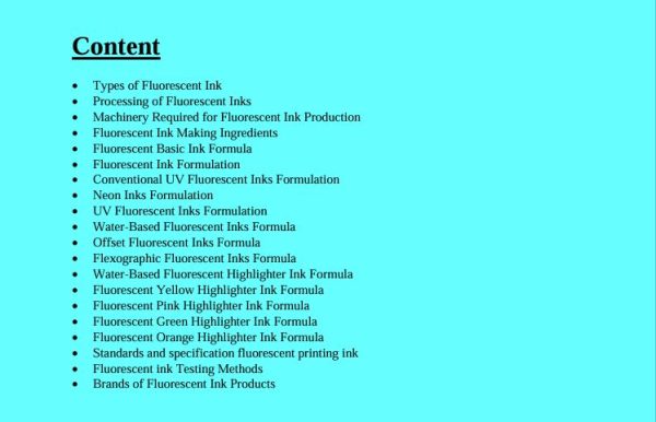 Fluorescent Ink Formulation