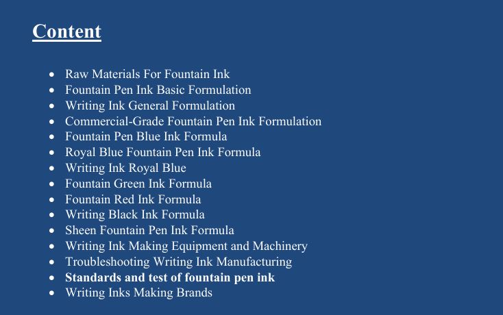 fountaint pen ink formula