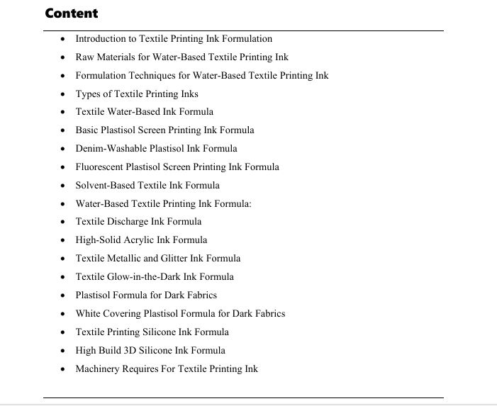 textile printing ink formulation