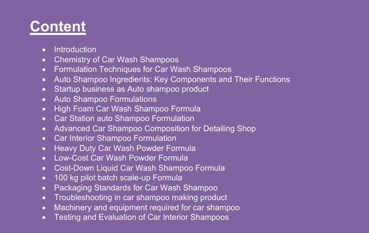 Car Wash Shampoo Formula