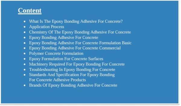 epoxy bonding adhesive for concrete formula