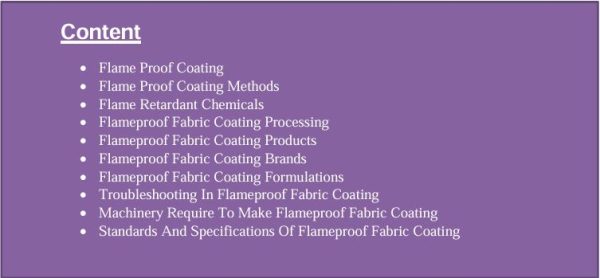 Flame Proof Fabric Coating Formula