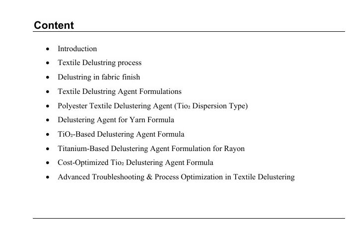 Textile Delustring Agent Formula