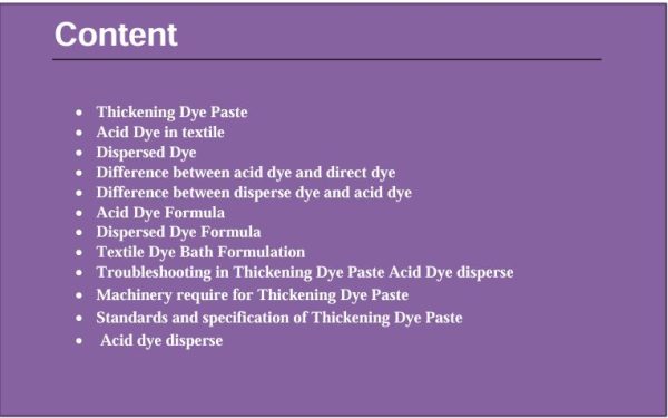 Thickening Dye Paste Acid Dye disperse formula