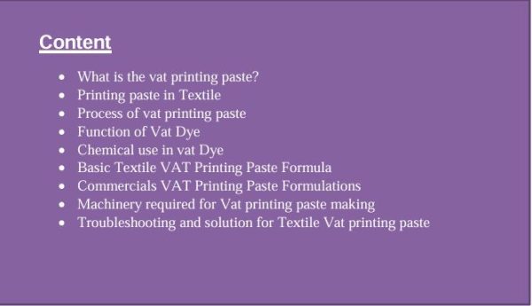 Textile VAT printing past formulation