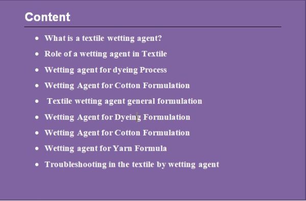 textile wetting agent formulation
