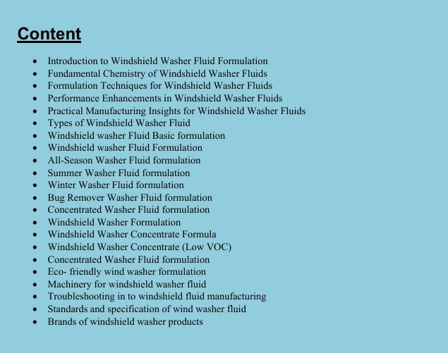 windsheild washer fluid formulation