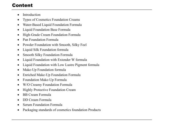 Foundation Cream Formulation