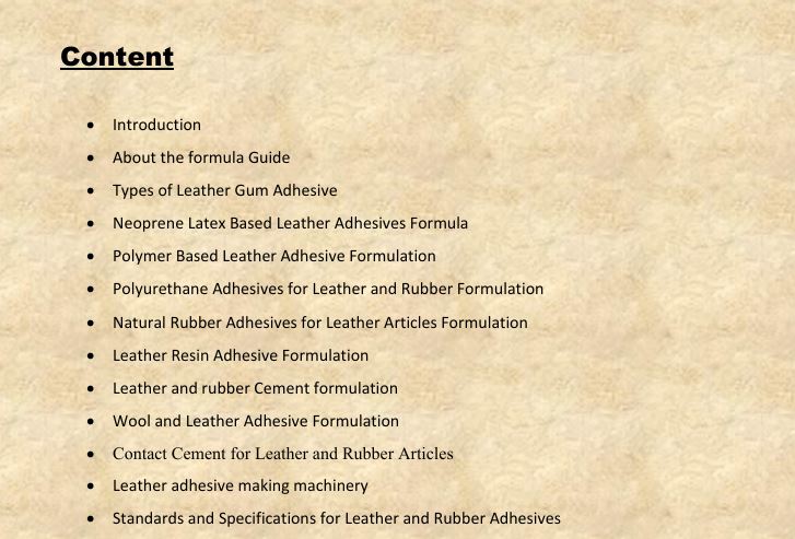 Leather Gum Adhesive Formulation