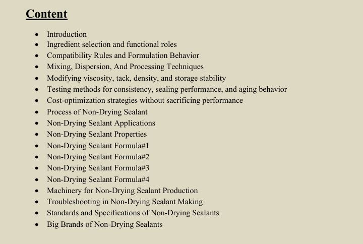 Non-Drying Sealant Formula