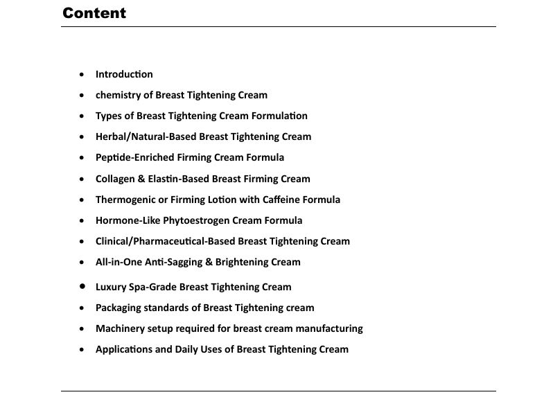 Breast Tightening Cream Formulation