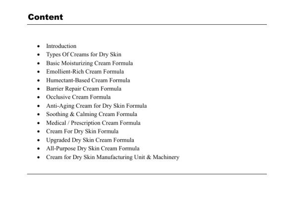 dry skin cream formulation