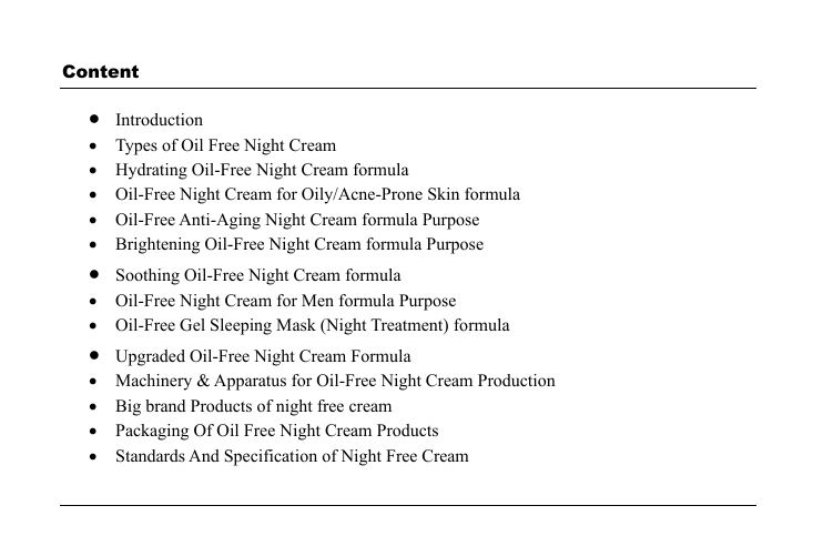Oil Free Night Cream Formulation - Image 2