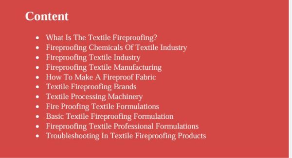 fireproofing textile formulation