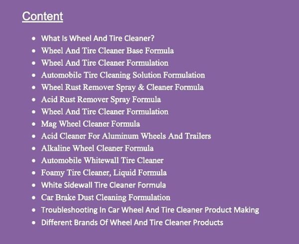 car wheel and tire cleaner formula