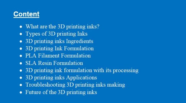 3D printing inks formula