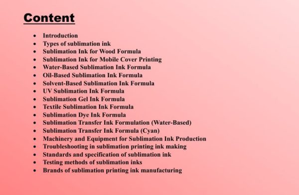 sublimation printing ink formula