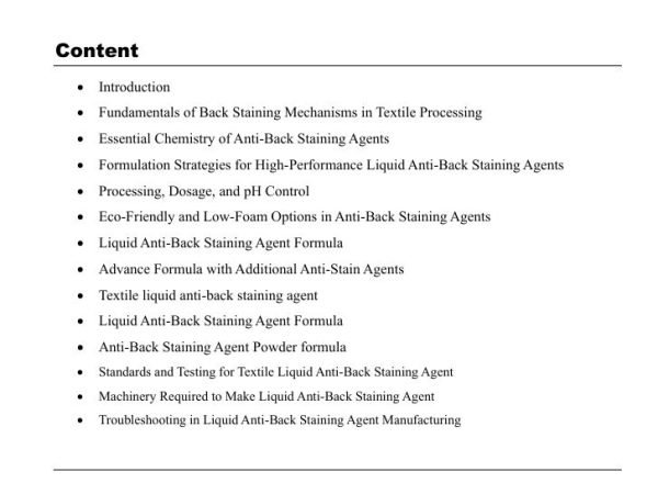 Textile Liquid Anti-Back Staining Agent Formula