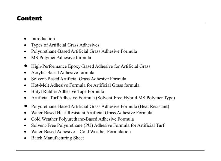 Artificial Grass Adhesive Formula