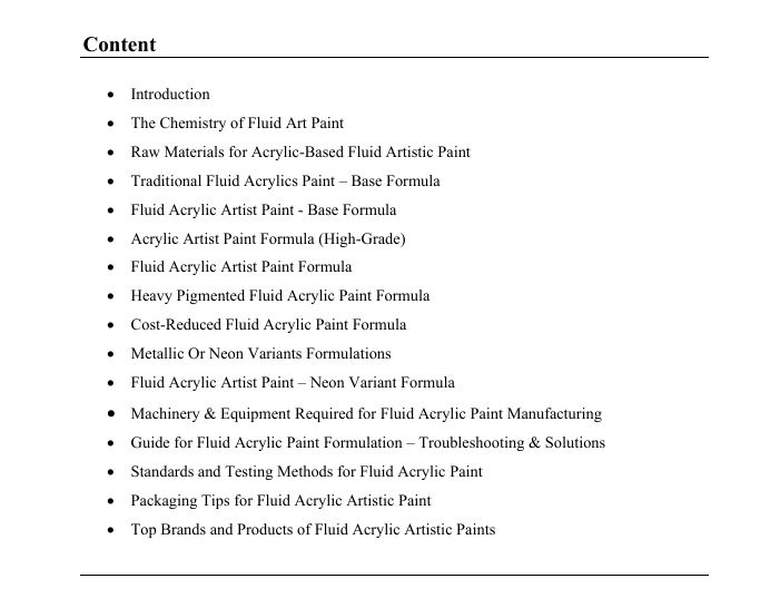 fluid acrylic artistic paint formula