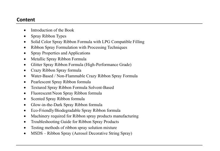Ribbon Spray for Party Formulation