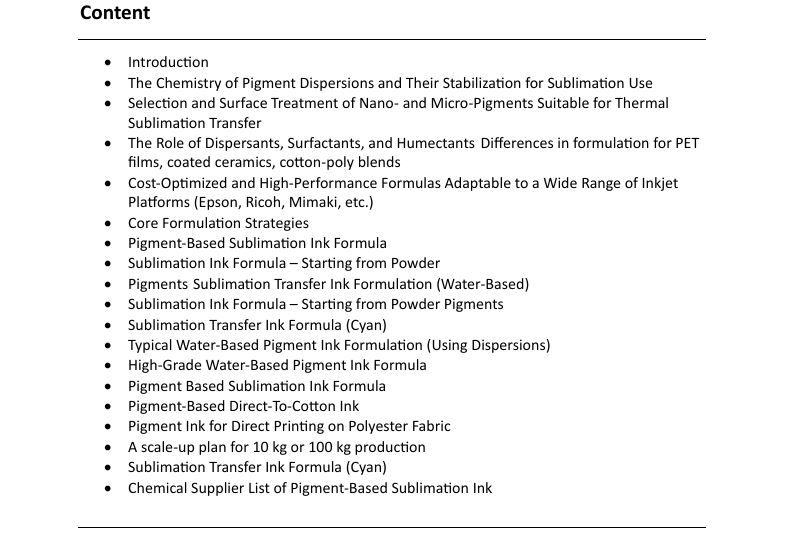Pigment-Based Sublimation Ink Formulation