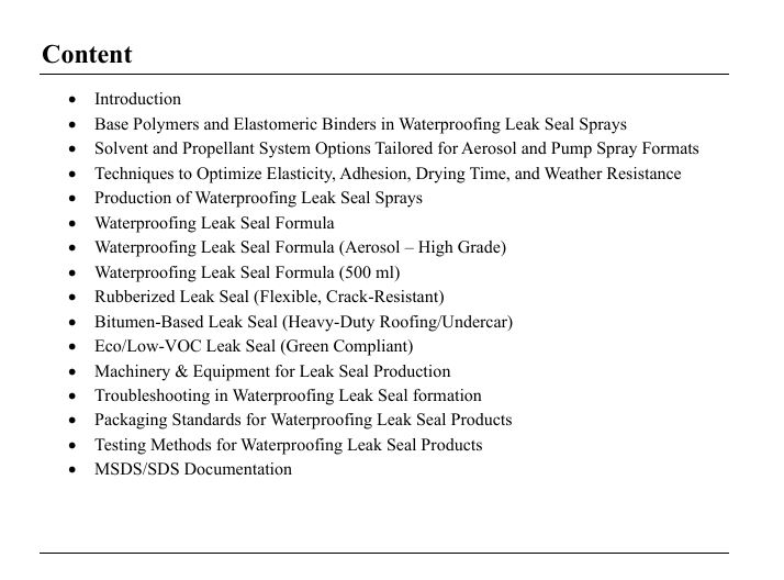 Waterproofing Leak Seal Spray Formula