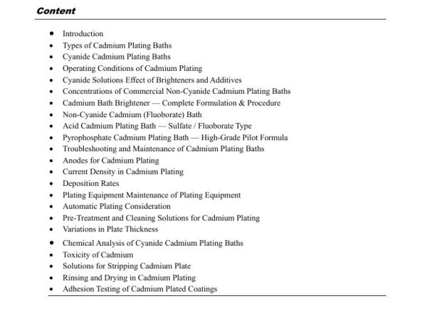 Cadmium Plating Formulations