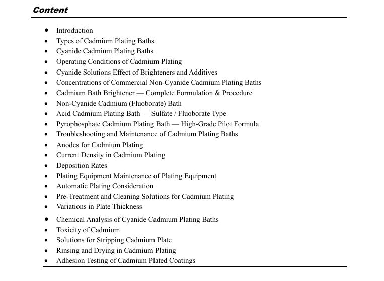 Cadmium Plating Formulations