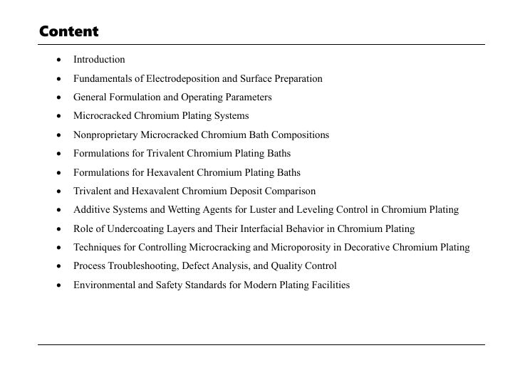 Decorative Chromium Plating Formulation