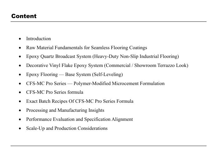 Seamless Flooring Coatings Formula