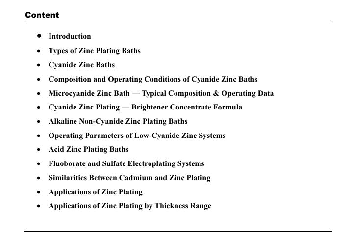 Zinc Plating Bath Formulation