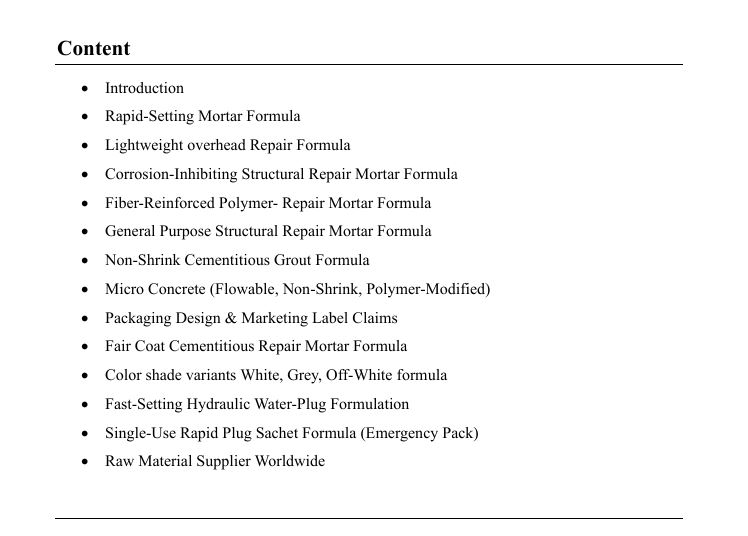 Construction Cementation Material Formulations