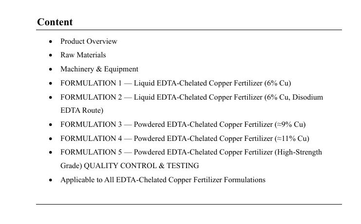 EDTA-Chelated Copper Fertilizers Formulation