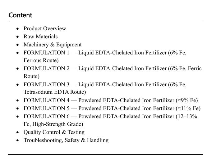 EDTA-Chelated Iron Fertilizers (Liquid & Powder) Formulations