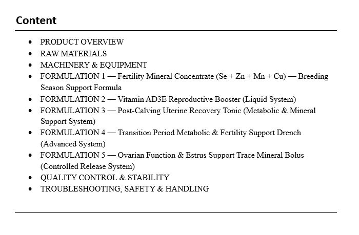 Livestock Reproductive Performance & Fertility Formulation Handbook