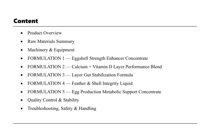 Poultry Layer Performance & Egg Quality Formulation
