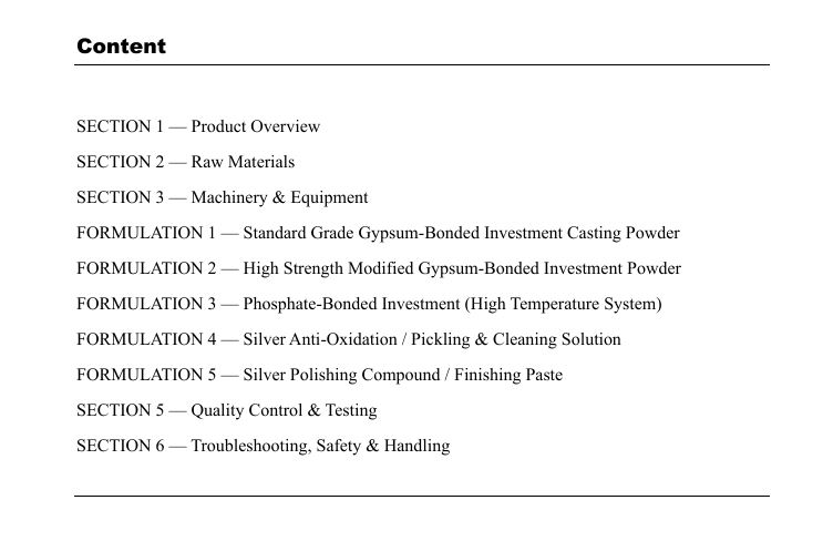 Silver Casting Formulations